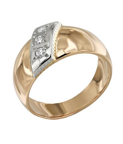 Кольцо из комбинированного золота 583 пробы с бриллиантами