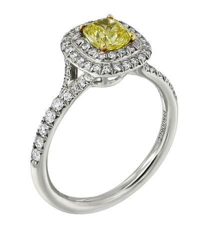 Кольцо Tiffany & Co из платины 950 пробы с желтым бриллиантом (0,695 ct.) и белыми бриллиантами