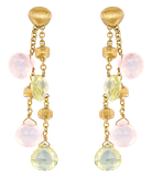Комплект ( кольцо и серьги ) Marco Bicego Paradise из жёлтого золота 750 пробы с розовыми кварцами и цитринами