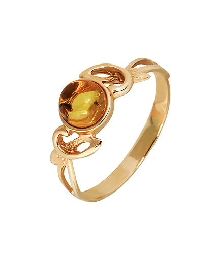 Кольцо из желтого золота 585 пробы с янтарем 003720 - купить сегодня за3549 руб. Интернет ломбард «Тик – Так» в Москве