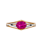 Кольцо из белого и розового золота 585 пробы с рубином 