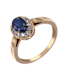 Кольцо из розового золота 585 пробы с бриллиантами и сапфиром 