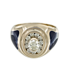 Кольцо из белого золота 585 пробы с бриллиантами и эмалью 