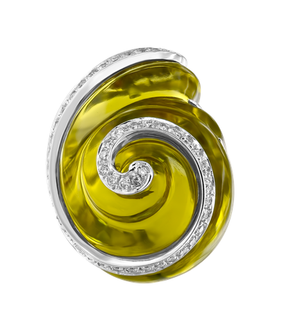 Кольцо Sanalitro из белого золота 750 пробы с бриллиантами и хризолитом
