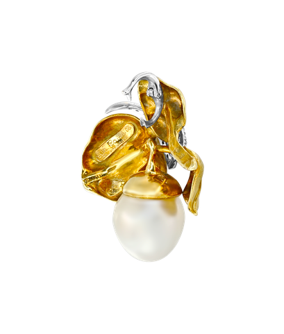 Кулон Annamaria Cammilli из жёлтого и белого золота 750 пробы с бриллиантами и жемчугом