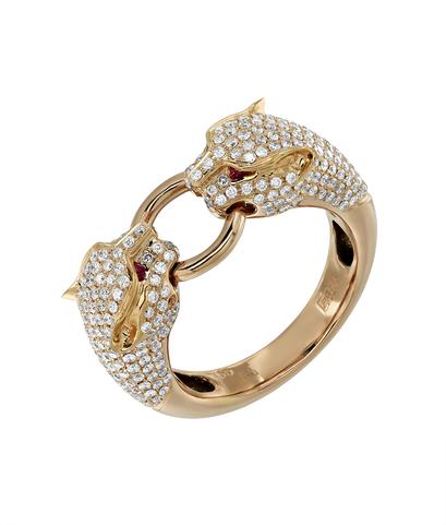 Кольцо из красного золота 750 пробы с бриллиантами