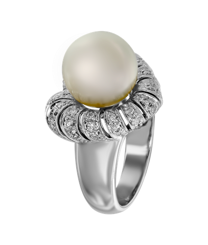 Кольцо из белого золота 750 пробы с жемчугом и бриллиантами