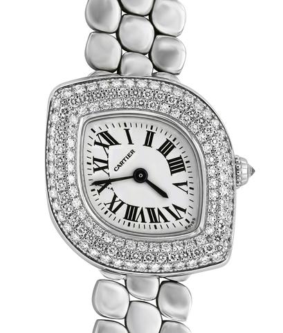 Часы Cartier "Navette" из белого золото 750 пробы с бриллиантами