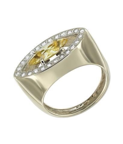 Кольцо из белого золота 585 пробы с цитрином и бриллиантами