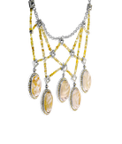 Колье Yana из белого золота 750 пробы с алмазами, бриллиантами и рутиловыми кварцами