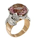 Кольцо из розового золота 585 пробы с топазом и бриллиантами