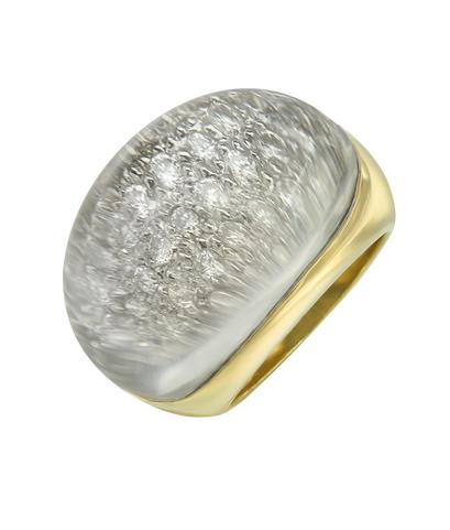 Кольцо из желтого золота 750 пробы с бриллиантами в стекле