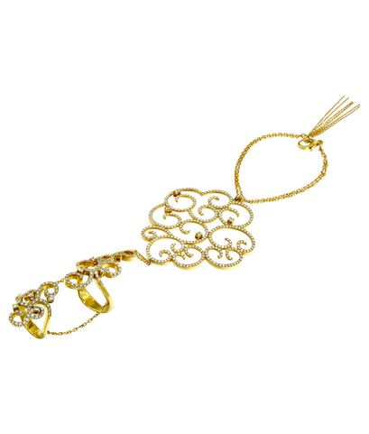 Кольцо с браслетом из жёлтого золота 750 пробы с бриллиантами