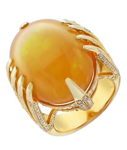 Кольцо Wikstrem из желтого золота 750 пробы с опалом и бриллиантами