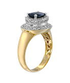 Кольцо из жёлтого и белого золота 750 пробы с бриллиантами и сапфиром 
