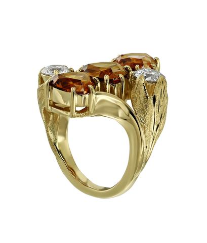 Кольцо из желтого золота 750 пробы с бриллиантами и цирконами