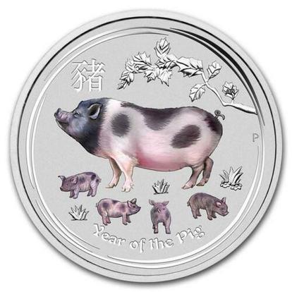Монета 1 доллар "Год Свиньи" 2019 г. из серебра 999 пробы