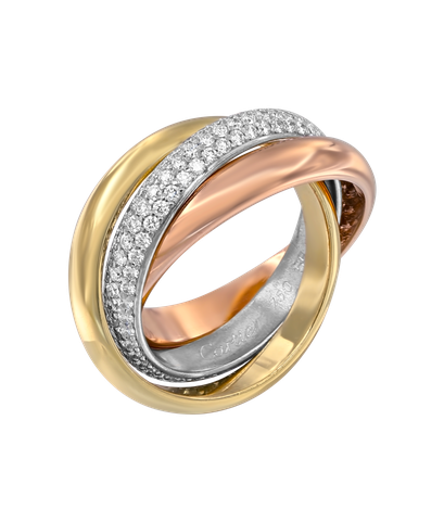 Кольцо Cartier Trinity из розового, белого и жёлтого золота 750 пробы с бриллиантами
