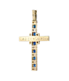 Крест из жёлтого золота 750 пробы с бриллиантами и сапфирами