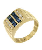 Кольцо из желтого золота 585 пробы с сапфирами и бриллиантами