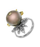Кольцо из белого золота 750 пробы с бриллиантами и жемчугом