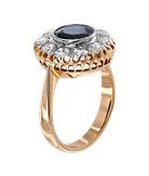 Кольцо из красного золота 583 пробы с сапфиром и бриллиантами