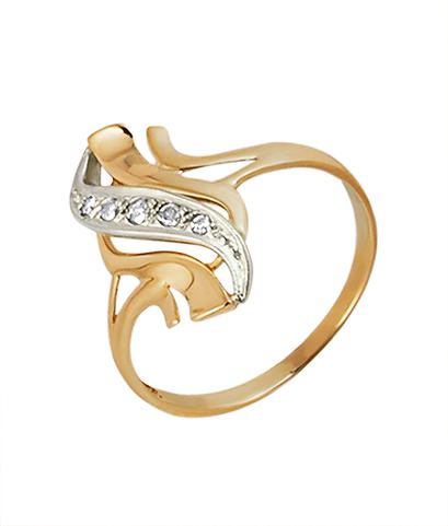 Кольцо из комбинированного золота 585 пробы с бриллиантами