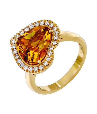Кольцо Crivelli из желтого золота 750 пробы с цитрином и бриллиантами