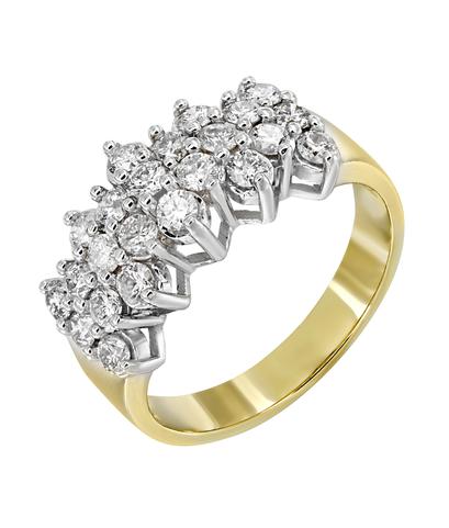 Серьги и кольцо из желтого золота 585 пробы с бриллиантами (комплект)