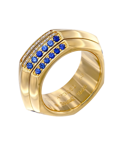 Кольцо Piaget из жёлтого золота 750 пробы с бриллиантами и сапфирами