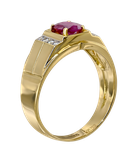 Кольцо из жёлтого золота 750 пробы с рубином и бриллиантами 