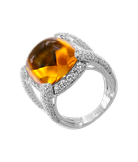 Кольцо из белого золота 585 пробы с бриллиантами и цитрином