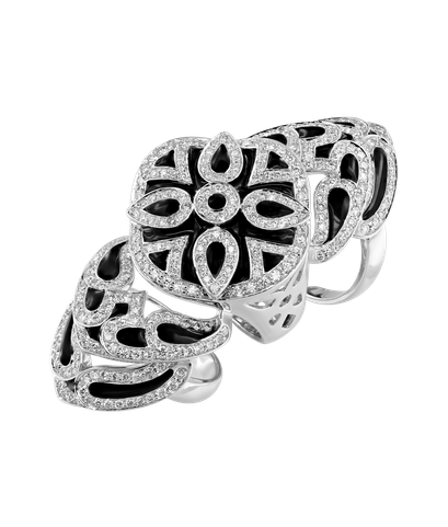 Кольцо Grimoldi из белого золота 750 пробы с бриллиантами и ониксом