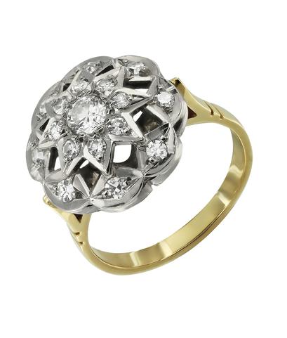 Кольцо из комбинированного золота 750 пробы с бриллиантами