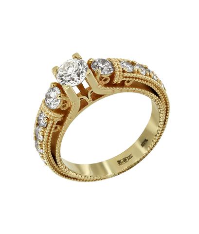 Кольцо ЭПЛ из желтого золота 585 пробы с бриллиантами
