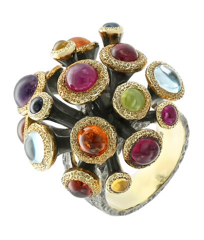 Кольцо Wikstrem из серебра 925 пробы с цветными камнями