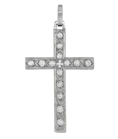Крест из белого золота 585 пробы с бриллиантами