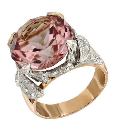Кольцо из розового золота 585 пробы с топазом и бриллиантами