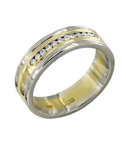 Кольцо из желтого и белого золота 750 пробы с бриллиантами
