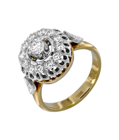 Кольцо из жёлтого золота 750 пробы с бриллиантами