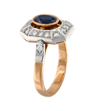 Кольцо из красного золота 585 пробы с бриллиантами и сапфиром