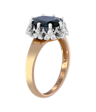 Кольцо из розового золота 585 пробы с бриллиантами и сапфиром 