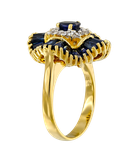 Кольцо из жёлтого золота 750 пробы с бриллиантами и сапфирами