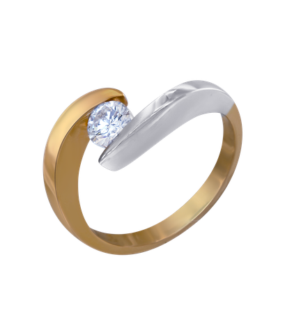 Кольцо из белого и розового золота 585 пробы с бриллиантом 