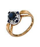 Кольцо из красного и белого золота 585 пробы с бриллиантами и сапфирами