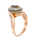 Кольцо из красного и белого золота 585 пробы с сапфиром и бриллиантами