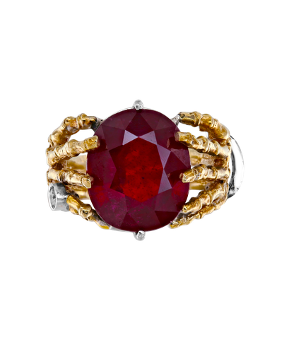 Кольцо Delfina Delettrez из жёлтого золота 750 пробы с бриллиантами и рубином 