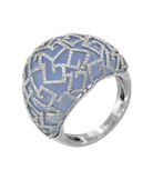 Кольцо из белого золота 750 пробы с бриллиантами и кахолонгом
