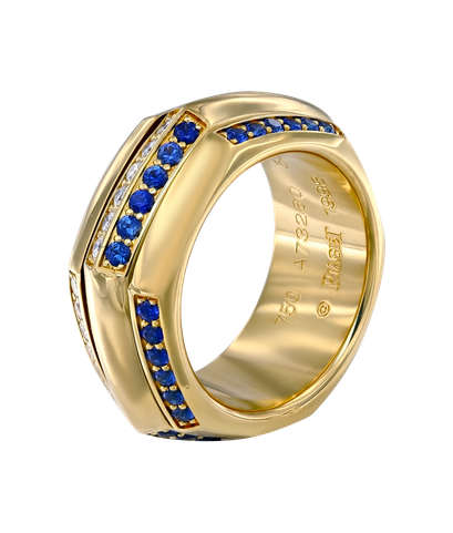 Кольцо Piaget из жёлтого золота 750 пробы с бриллиантами и сапфирами
