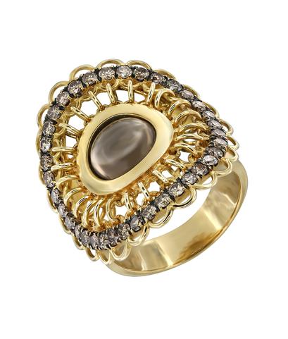 Кольцо Garavelli из желтого золота 750 пробы с кварцем и бриллиантами
